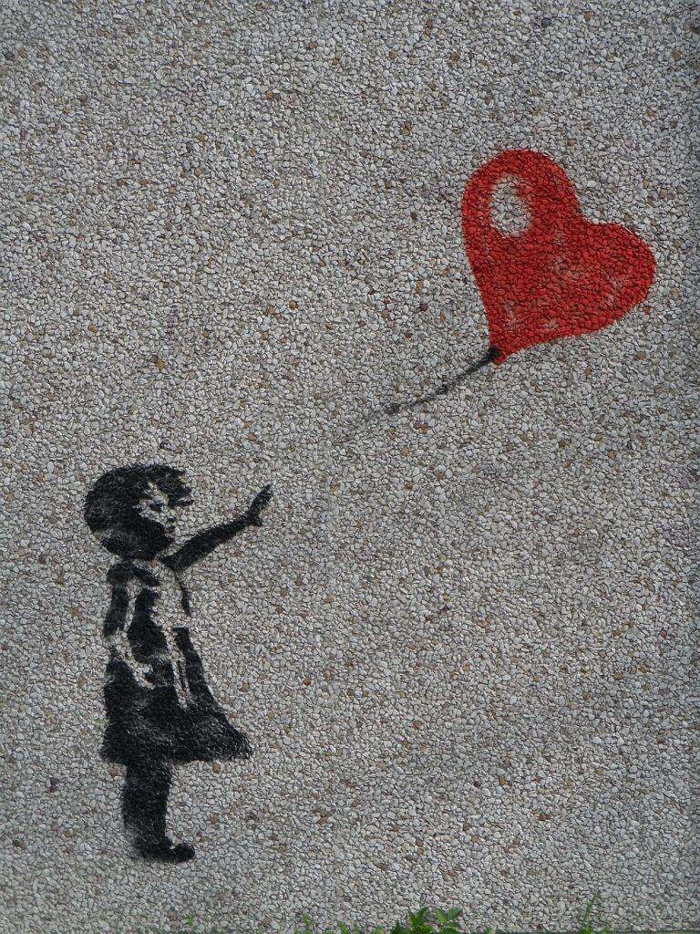 mural, girl, balloon