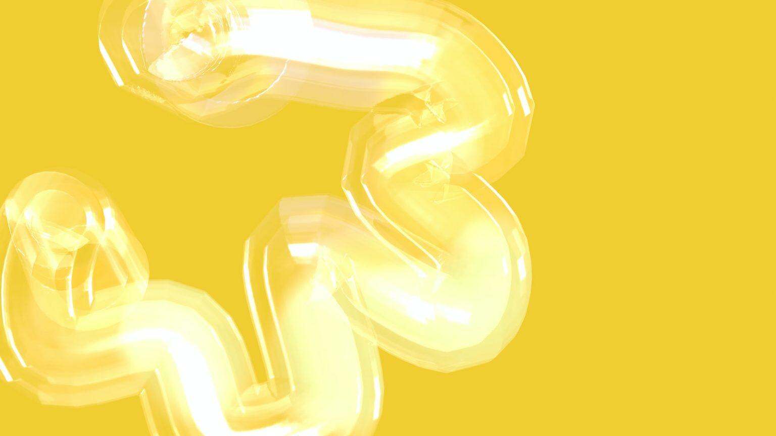 a yellow background with a white swirl in the middle