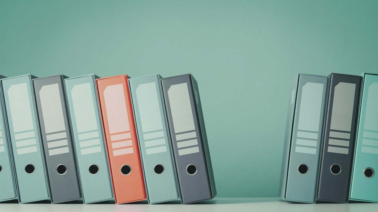 Set of ring binders in the office archive