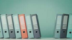 Set of ring binders in the office archive