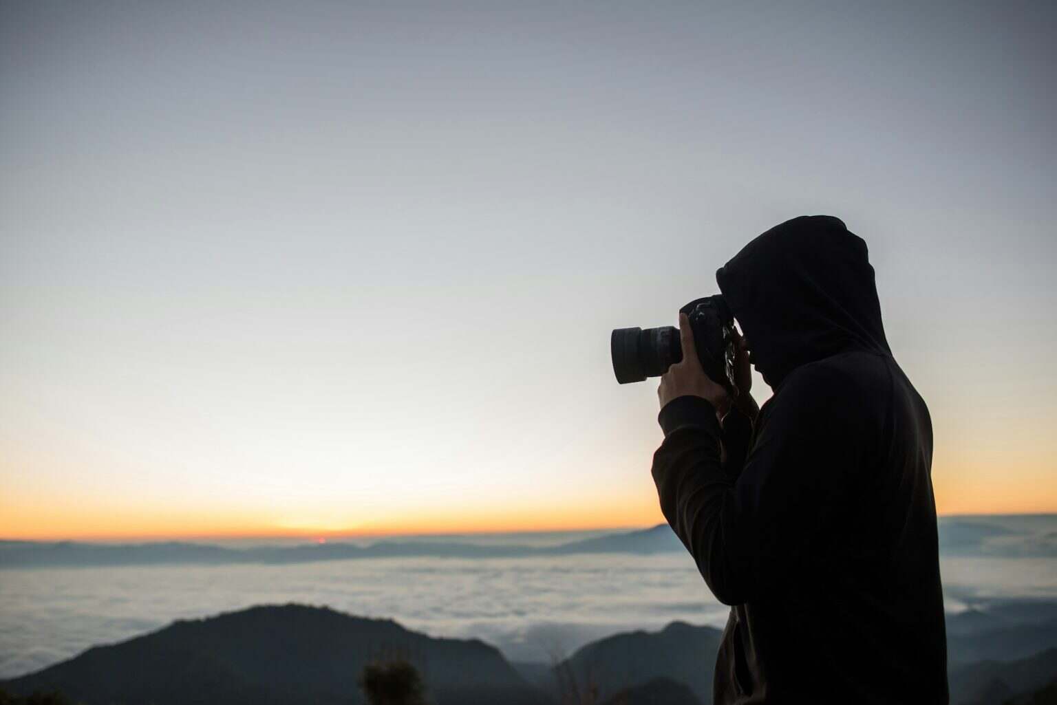 Morning Photographer Camping in the mountain background