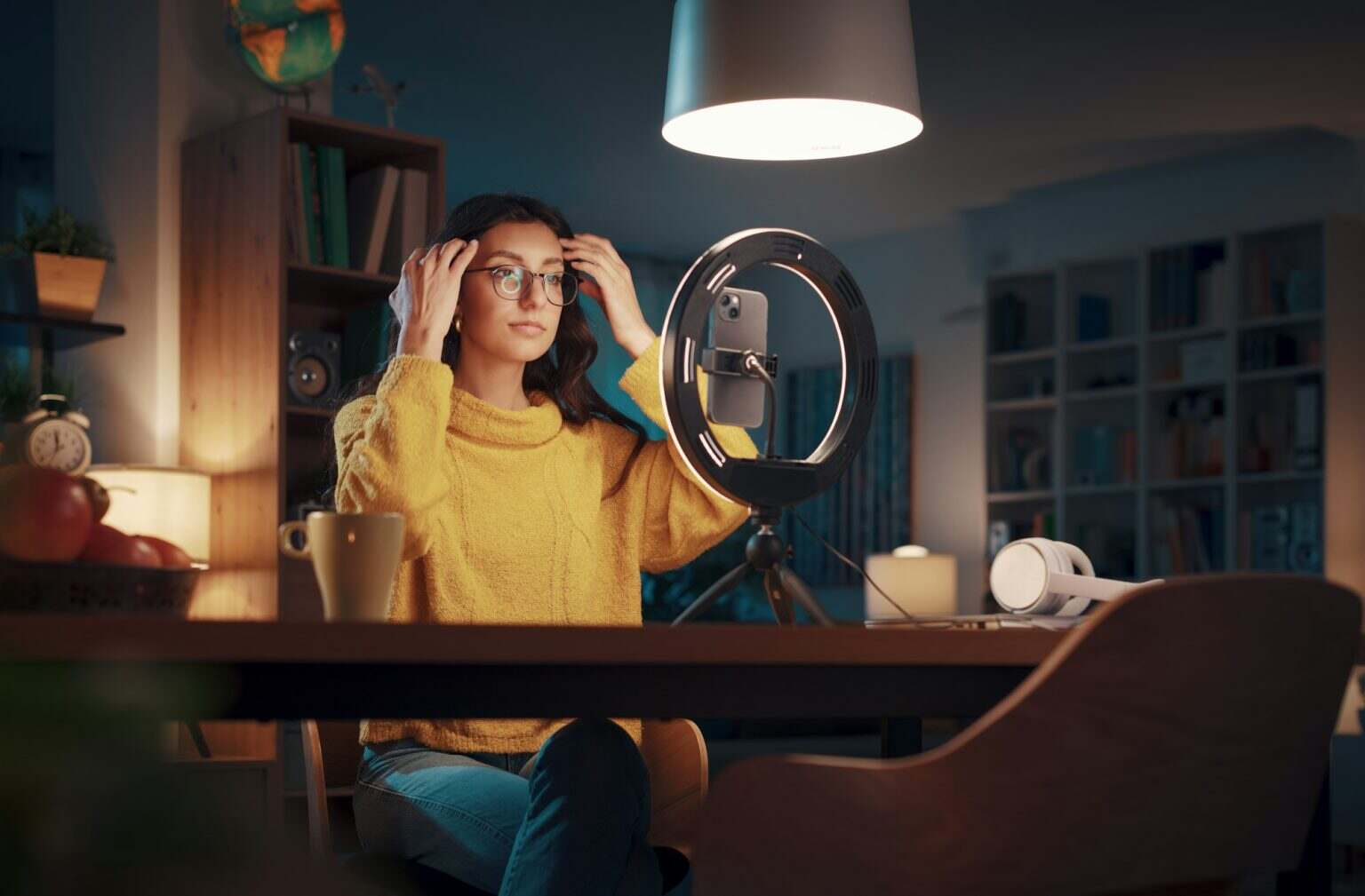 Vlogger recording a video for her followers