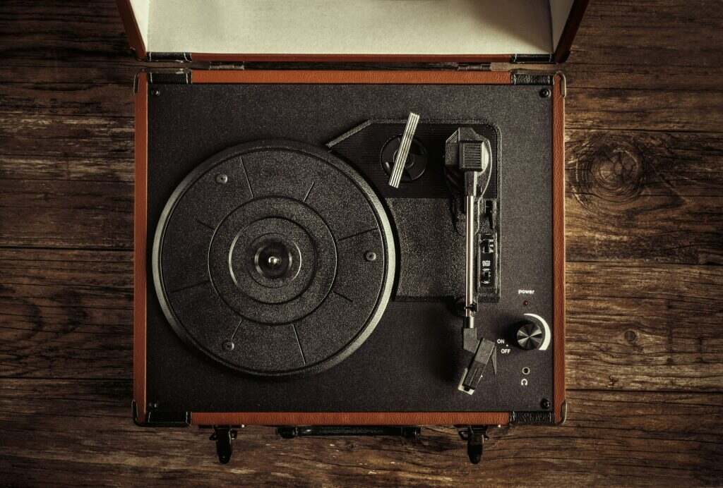 turntable on old wood