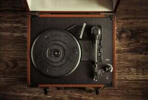 turntable on old wood