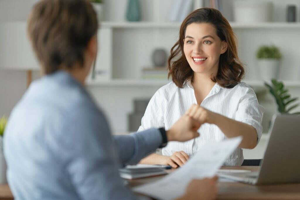 Man and woman are working in office