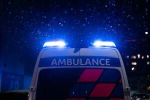 Ambulance at night in winter