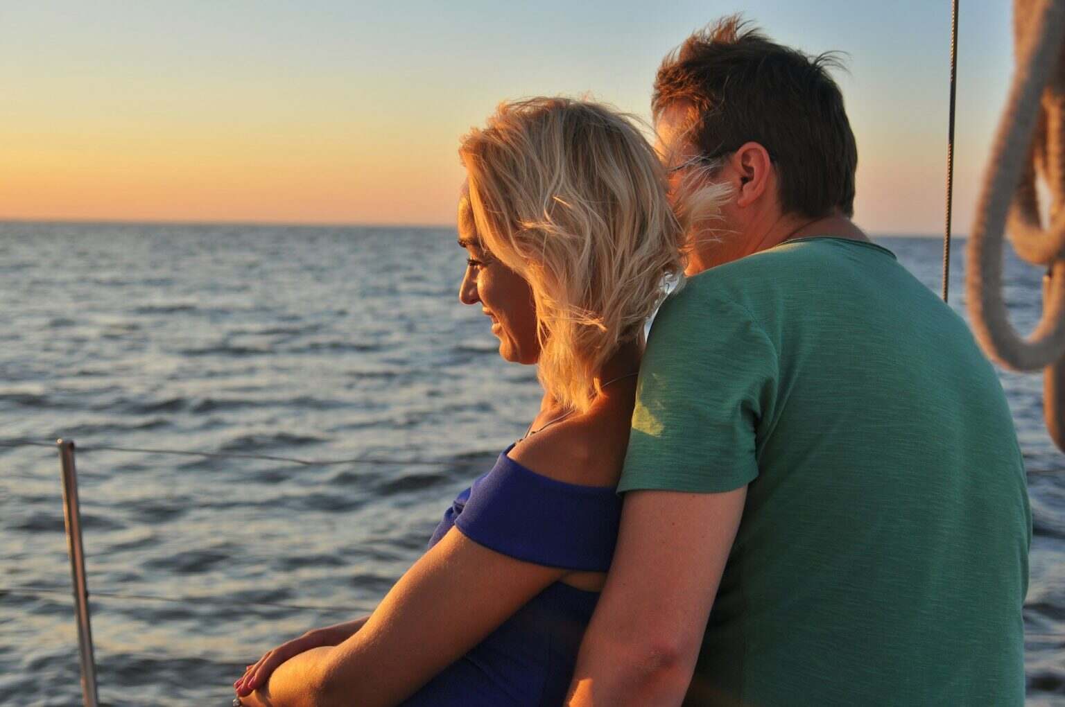 couple in love in a boat