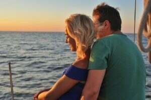 couple in love in a boat