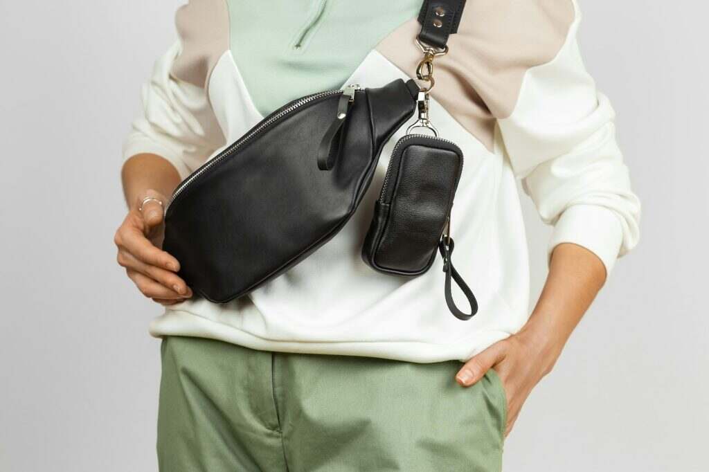 Leather Waist Bag with Coin Purse Accessory