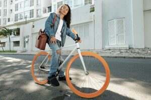 College Student with Big Leather Bag