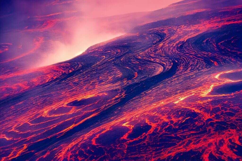 Illustration of a volcano lava