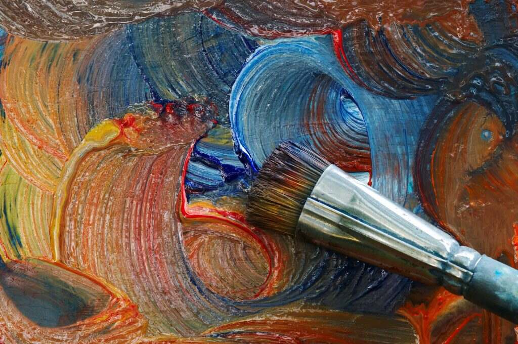 Painting in oil colours - brush and colors
