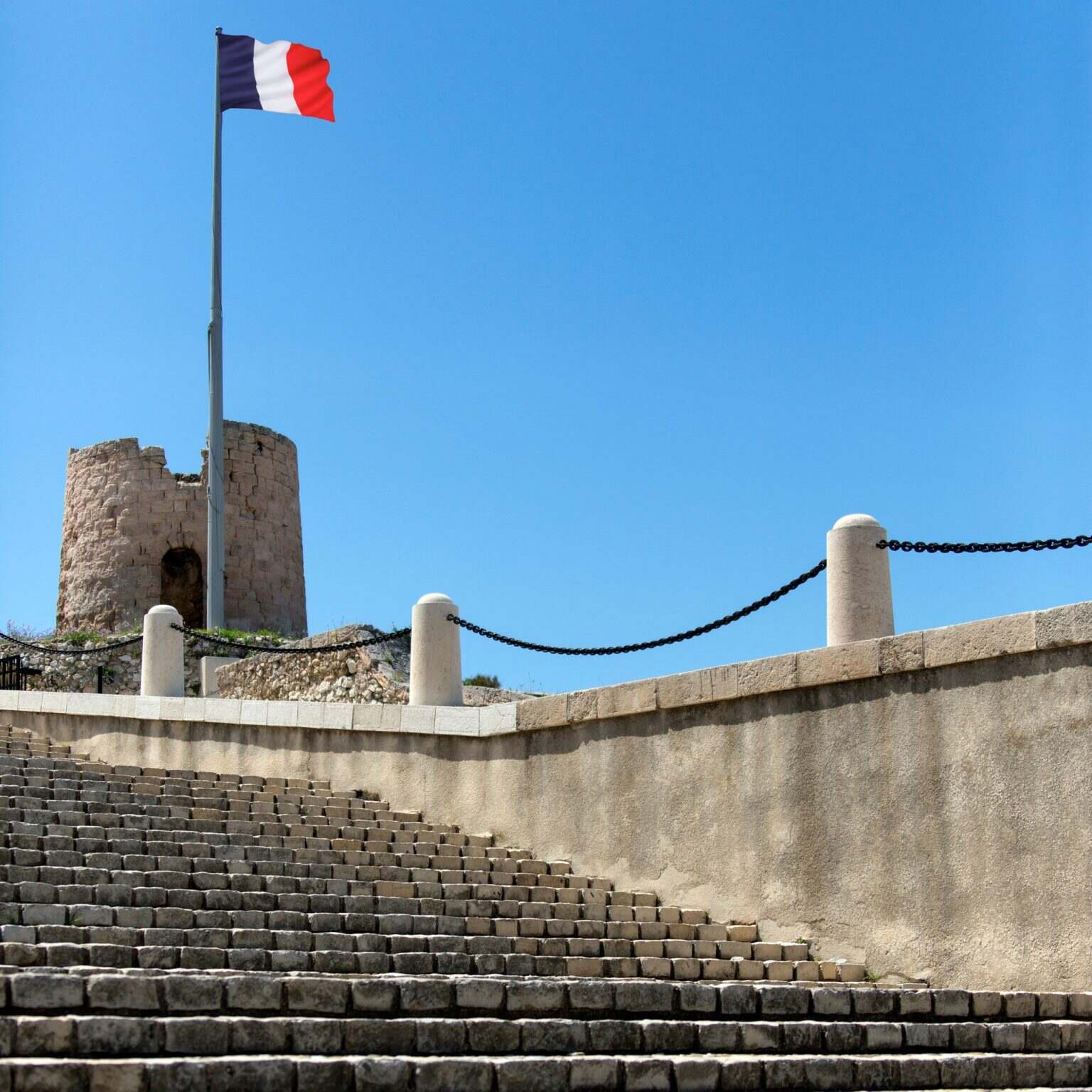 Le peuple français : histoire et évolution d’une identité French flag and Marseille Castle - France