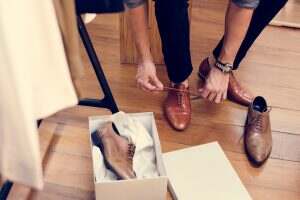 Man trying on new shoes