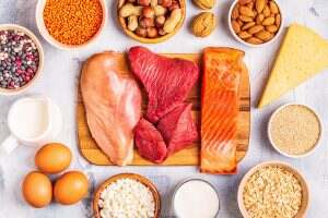 Sources of healthy protein - meat, fish, dairy products.