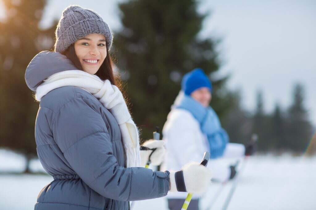 Woman skiing