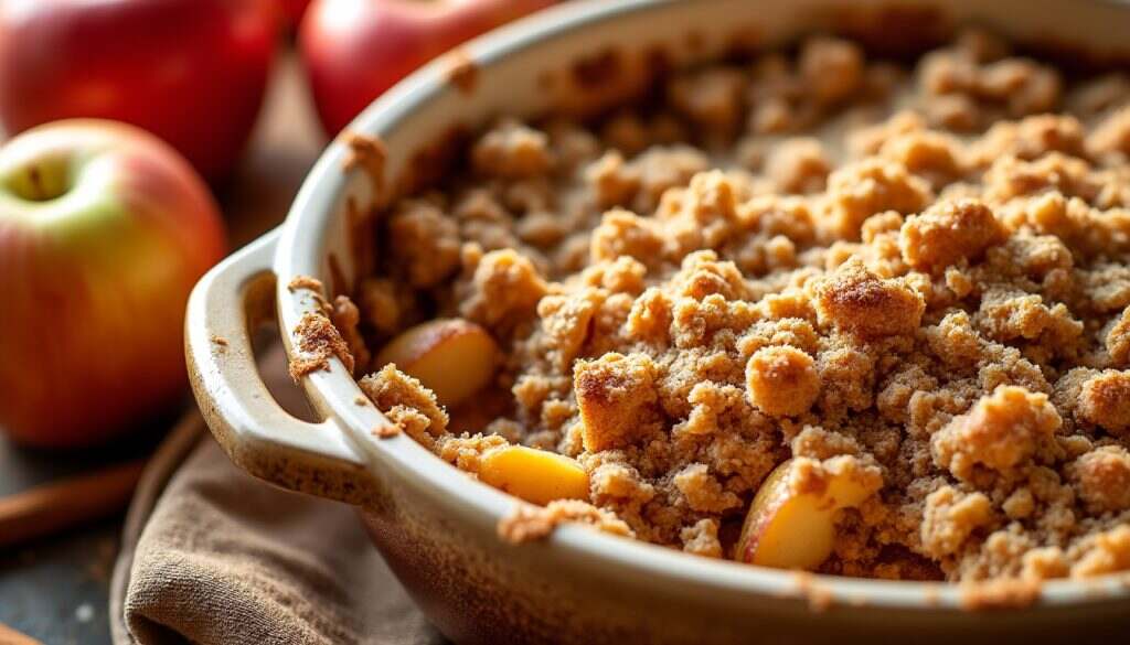 découvrez notre délicieuse recette de crumble aux pommes, un dessert réconfortant qui allie saveurs fruitées et croustillant irrésistible. idéal pour régaler vos proches lors de vos moments conviviaux, ce crumble simple à réaliser séduira toutes les papilles.