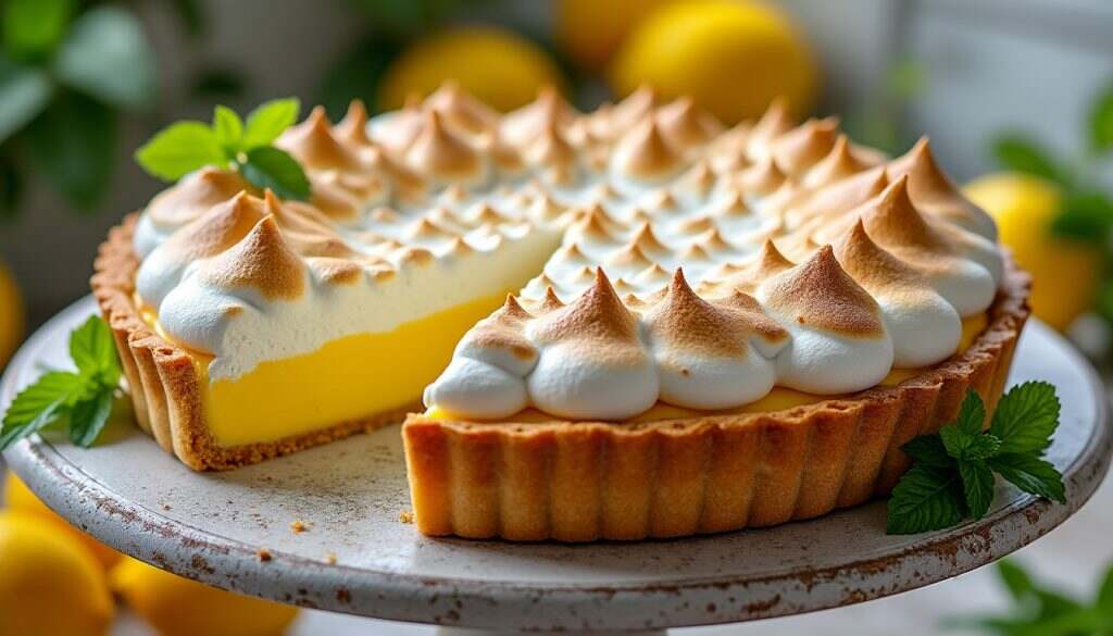 découvrez notre délicieuse tarte meringuée au citron, un véritable régal qui allie parfaitement l'acidité zestée du citron à la douceur légère de la meringue. un dessert irrésistible pour les amateurs de saveurs équilibrées!