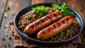 découvrez une harmonie de saveurs avec nos délicieuses saucisses, savamment accompagnées de lentilles savoureuses. un plat réconfortant et nourrissant, idéal pour les amateurs de cuisine authentique.