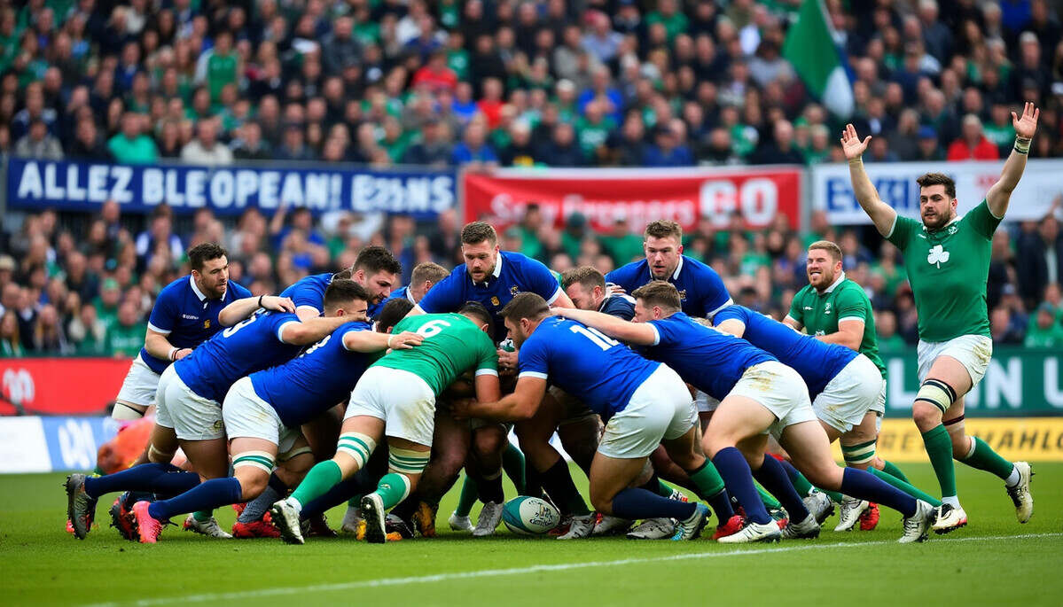 revivez les moments forts de la victoire écrasante de l'équipe de france contre l'irlande, qui lui permet de prendre la première place du tournoi. ne manquez pas l'exploit de penaud qui égalise le légendaire record de blanco !