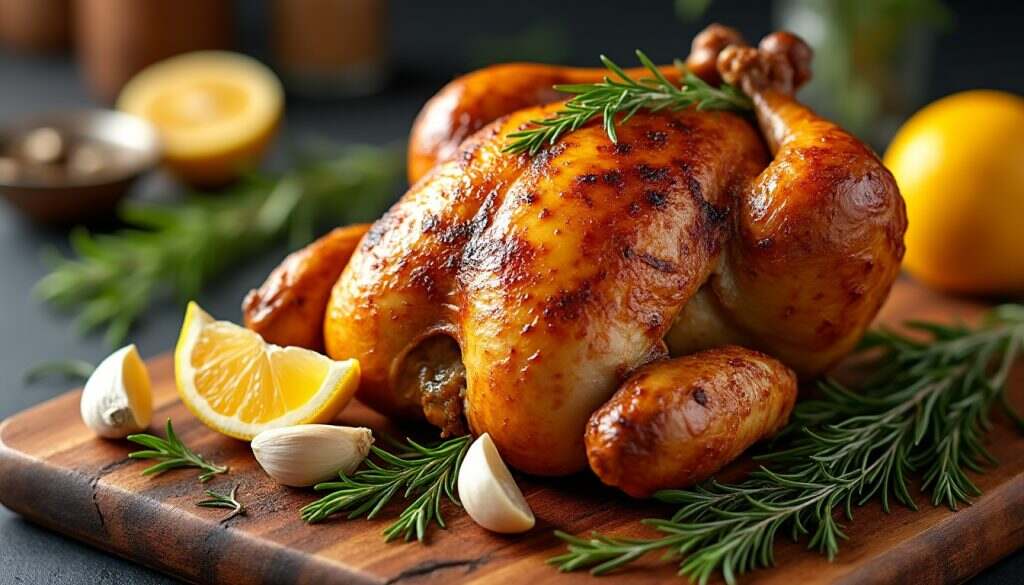 découvrez notre recette facile et délicieuse de poulet rôti au four ! idéale pour un repas en famille, cette préparation savoureuse allie simplicité et goût. suivez nos étapes claires et régalez vos proches avec un poulet tendre et doré à la perfection.