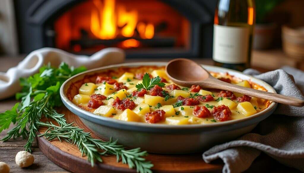 découvrez la recette authentique de la tartiflette, un plat savoureux aux saveurs montagnardes. éveillez vos papilles avec notre guide pas à pas pour préparer ce délice réconfortant à base de pommes de terre, fromage reblochon et lardons.