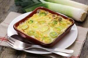 creamy leek gratin, french cuisine