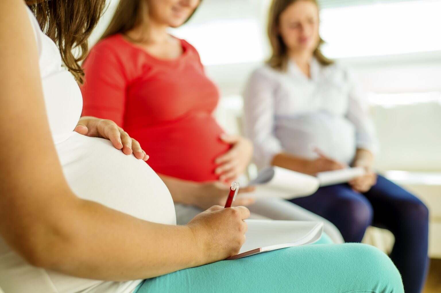 Pregnant women at antenatal class