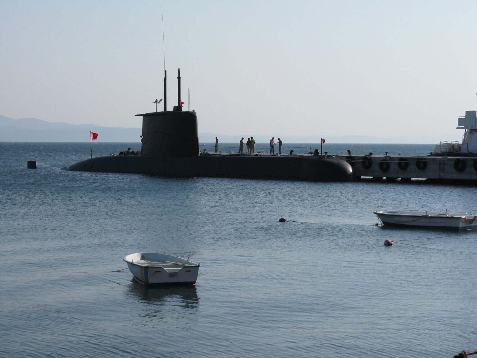 Submarine on the port waiting.