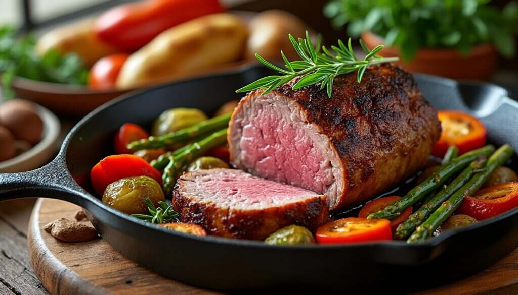 découvrez la savoureuse expérience d'un rôti de veau préparé au four, tendre et juteux, qui régalera vos papilles. idéal pour un repas en famille ou entre amis, ce plat allie tradition et gourmandise.