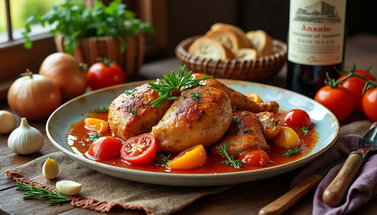 plongez dans les saveurs du sud-ouest avec notre recette authentique du poulet basquaise. apprenez à préparer ce plat typique, alliant poulet tendre et légumes colorés, pour un voyage culinaire inoubliable.