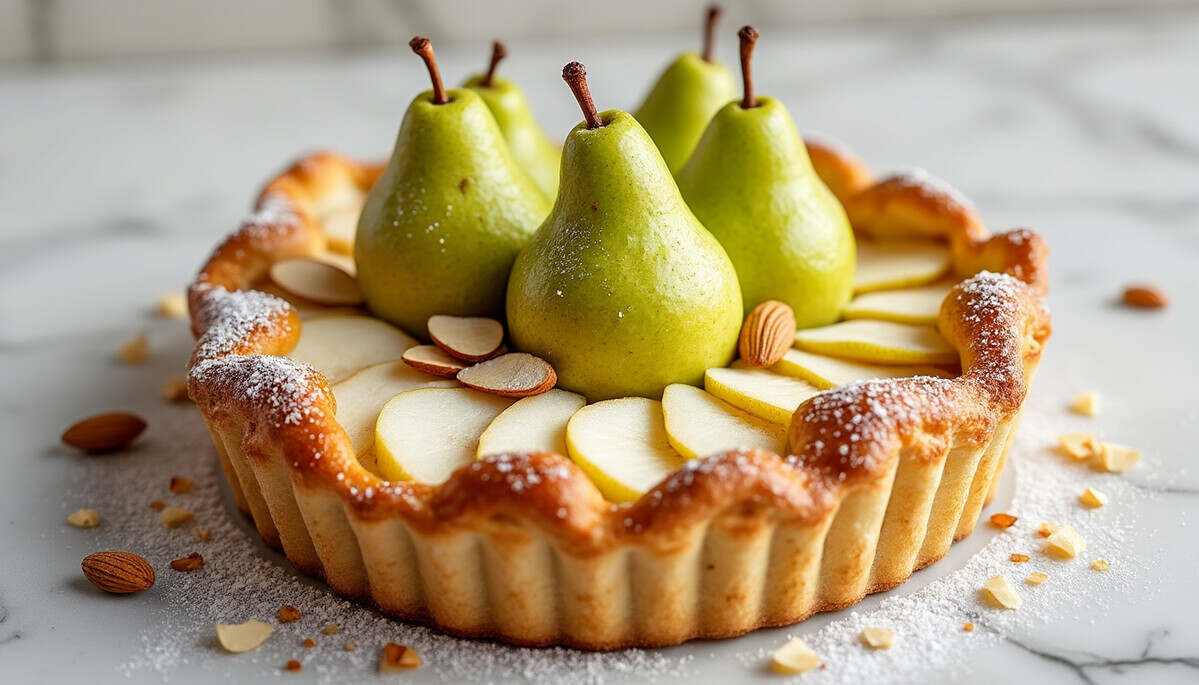 découvrez notre délicieuse tarte amandine, alliant la douceur des poires juteuses à la richesse de l’amande. un dessert irrésistible, parfait pour les gourmands en quête de saveurs authentiques et d'une touche d'élégance.