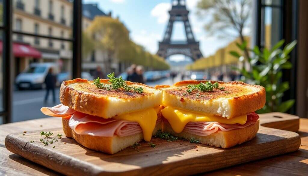 découvrez le croque-monsieur, emblème de la gastronomie française ! savourez ce sandwich grillé au fromage et jambon, réinventé pour éveiller vos papilles. parfait pour un repas convivial ou une pause gourmande.