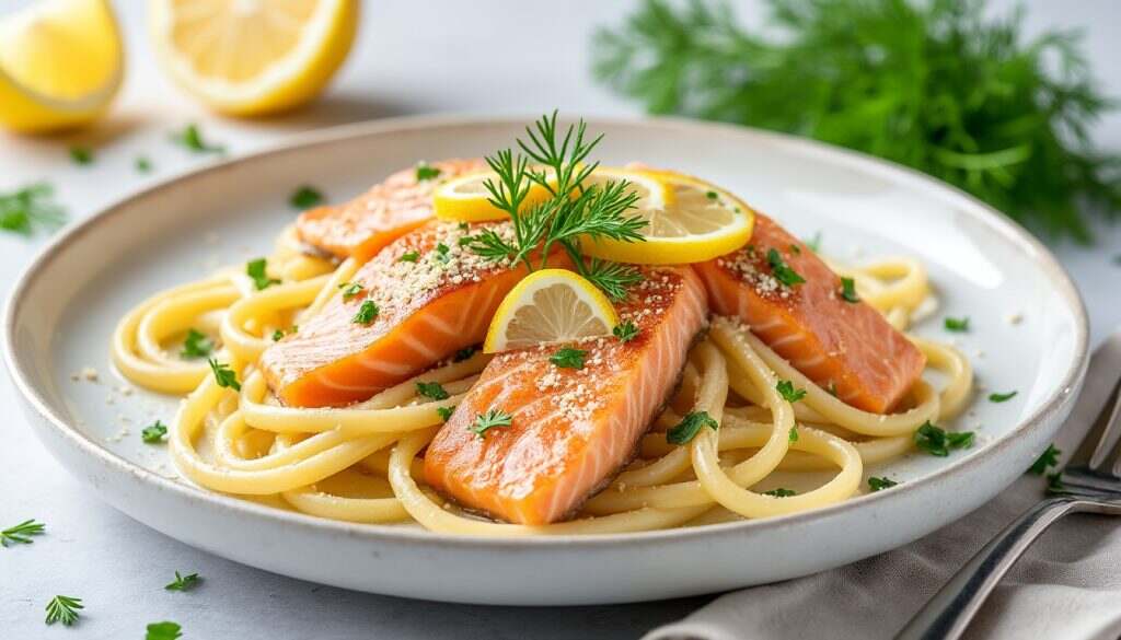 découvrez notre délicieuse recette de tagliatelles accompagnées de saumon frais, un plat savoureux alliant des pâtes tendres et un poisson de qualité. idéal pour un repas raffiné et rapide à préparer, cette spécialité ravira vos papilles avec ses arômes délicats.