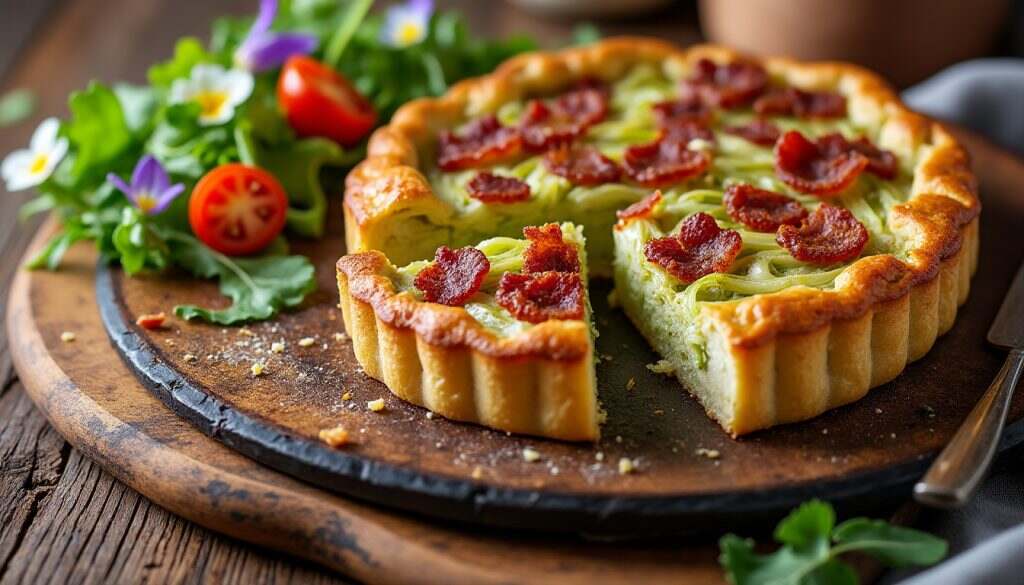 découvrez une délicieuse tarte salée aux poireaux et lardons, idéale pour vos repas réconfortants. facile à réaliser, cette recette savoureuse ravira vos papilles avec des ingrédients frais et un goût inoubliable.