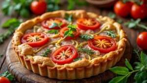 découvrez notre délicieuse tarte au thon, parfaite combinaison de thon savoureux, de tomates juteuses et d'une touche de moutarde piquante. un plat simple et raffiné qui ravira vos papilles à chaque bouchée!