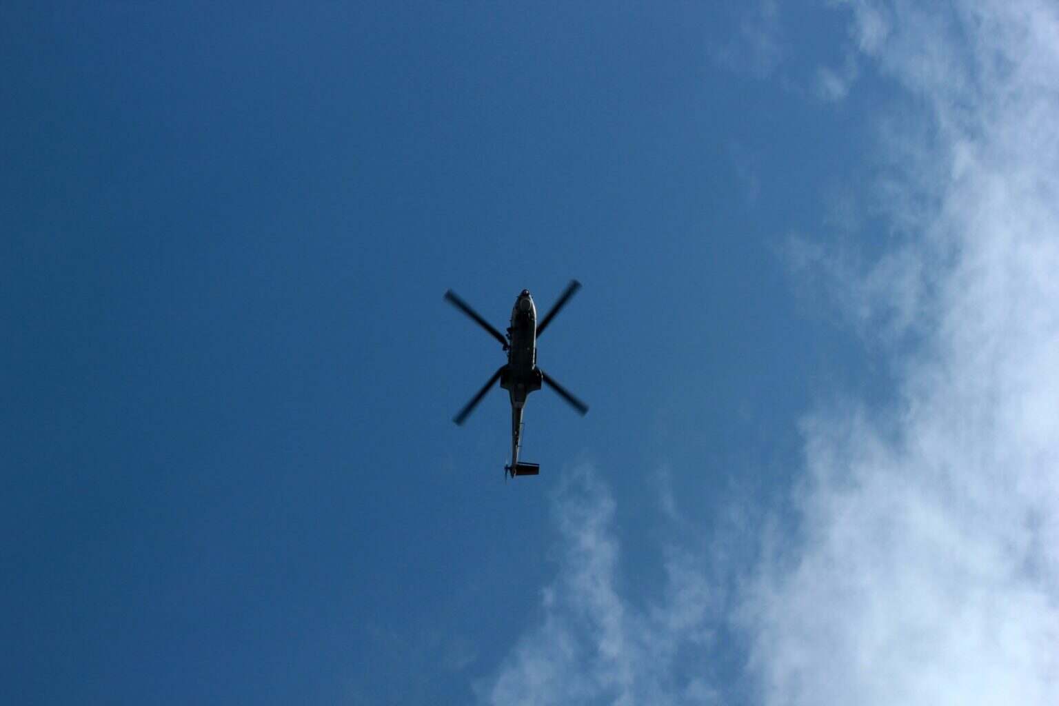 blue sky and military helicopter