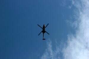 blue sky and military helicopter