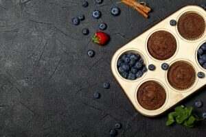 Freshly baked muffins with fresh berries