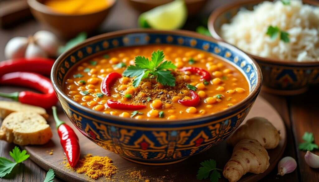 découvrez notre délicieux curry de lentilles corail, un plat réconfortant qui allie des épices envoûtantes et une texture crémeuse. savourez cette recette riche en saveurs, parfaite pour un repas sain et gourmand.