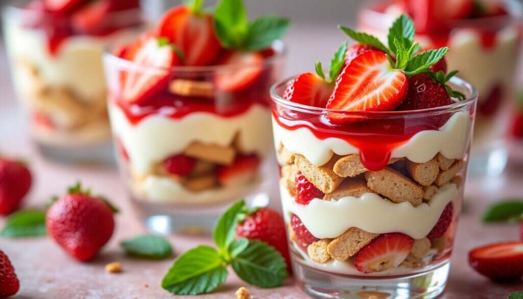 découvrez notre délice de tiramisu aux fraises, une fusion gourmande qui allie la douceur crémeuse du tiramisu à la fraîcheur juteuse des fraises. un dessert irrésistible qui ravira vos papilles et égayera vos occasions spéciales.