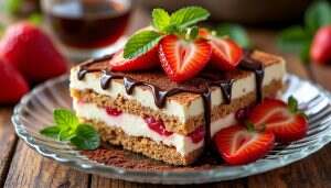 découvrez notre délice de tiramisu aux fraises, une fusion gourmande qui allie la douceur des fraises fraîches à la richesse du tiramisu traditionnel. un dessert irrésistible qui ravira vos papilles et éblouira vos invités. parfait pour toutes vos occasions!