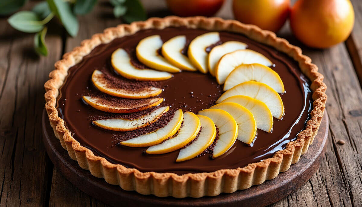 découvrez notre irrésistible tarte aux poires et chocolat, un délice sucré alliant la douceur des poires juteuses et la richesse du chocolat fondant. parfaite pour les amateurs de desserts raffinés, cette recette simple vous permettra de régaler vos convives à chaque occasion.