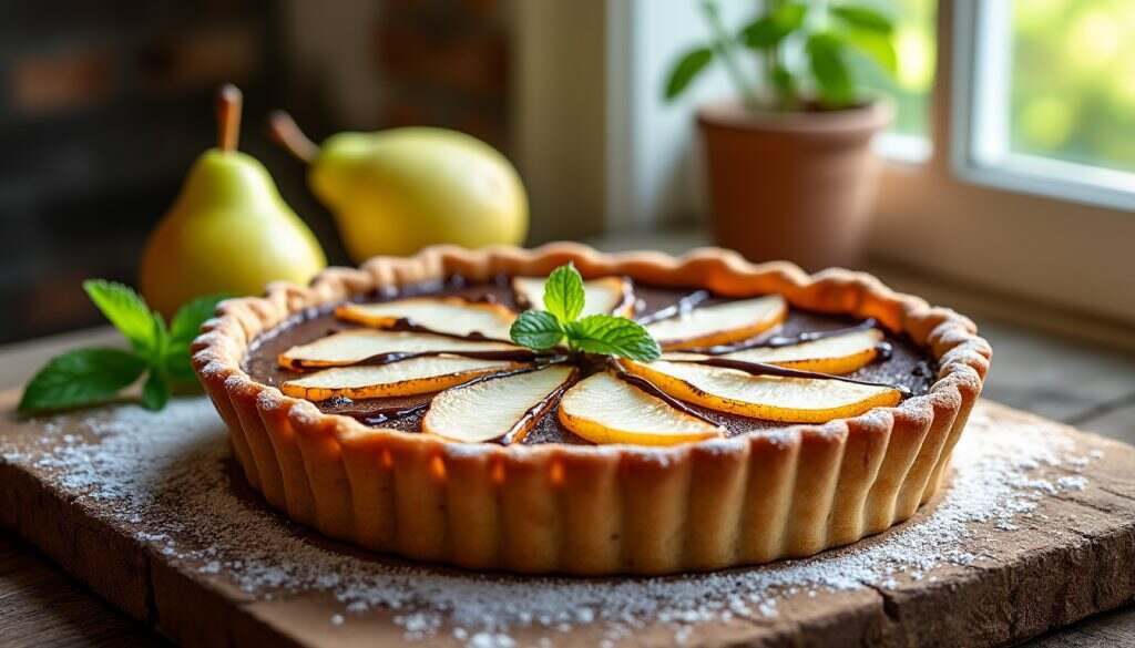 découvrez notre délicieuse tarte aux poires et chocolat, un mariage parfait de saveurs sucrées et réconfortantes. un dessert irrésistible qui séduira vos papilles et fera le bonheur de vos convives.