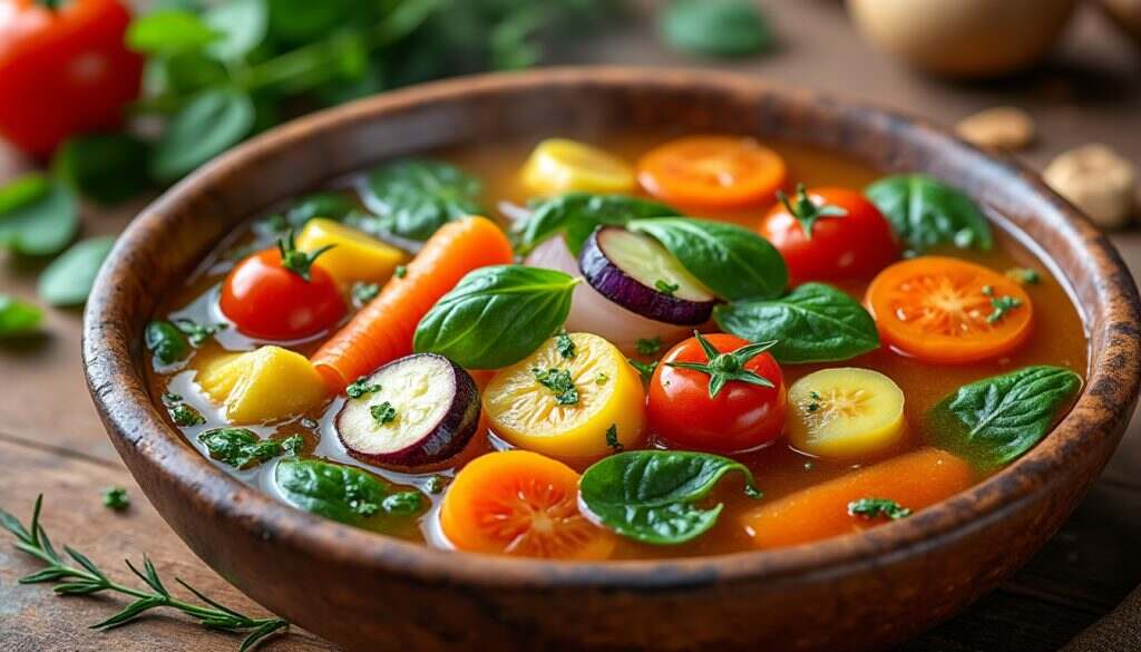 découvrez notre délicieuse soupe colorée aux sept légumes variés, un plat réconfortant et nutritif qui ravira vos papilles. parfaite pour toute saison, elle allie saveurs, santé et couleurs dans une recette simple et savoureuse. bon appétit !