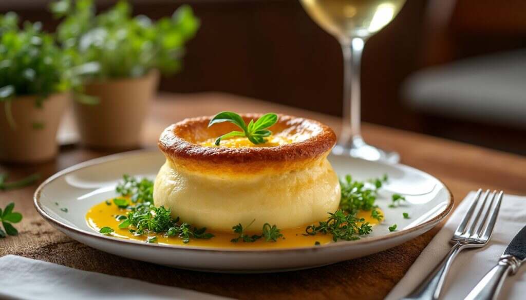 découvrez notre recette de soufflé au fromage, une véritable expérience culinaire qui allie légèreté et saveurs intenses. cette préparation raffinée vous invite à un voyage gourmand en haute cuisine, parfaite pour impressionner vos invités lors de vos dîners ou à savourer en famille.