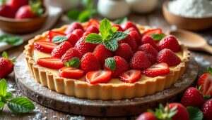 découvrez notre recette incontournable de la délicieuse tarte aux fraises, un classique sucré qui ravira vos papilles. facile à préparer, cette tarte allie la douceur des fraises fraîches à une pâte croustillante, parfaite pour les gourmands de tous âges. idéale pour les desserts en famille ou entre amis, à savourer à chaque occasion !