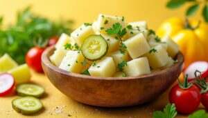 découvrez notre délicieuse salade fraîcheur de pommes de terre, agrémentée de cornichons croquants pour un mélange parfait de saveurs et de textures. idéale pour vos repas d'été ou comme accompagnement, cette recette allie simplicité et gourmandise.