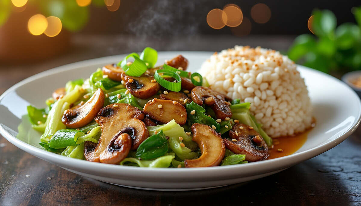découvrez notre délicieuse recette de sauté de chou chinois aux champignons, alliant textures croquantes et saveurs exquises. servi avec du riz savoureux, ce plat équilibré et coloré ravira vos papilles et apportera une touche d'originalité à vos repas.