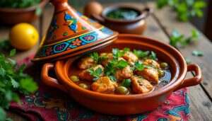 découvrez le goût unique d'un tajine au poulet savamment concocté avec des olives, des citrons confits et une délicate huile d'argan. une expérience culinaire marocaine qui éveillera vos sens et ravira vos papilles.
